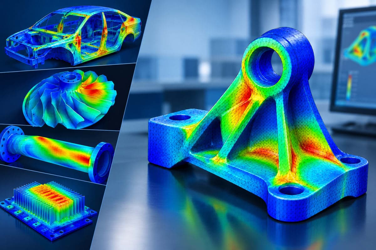 Technical visual representing ANSYS Mechanical (Structural, Thermal & Dynamic Analysis)